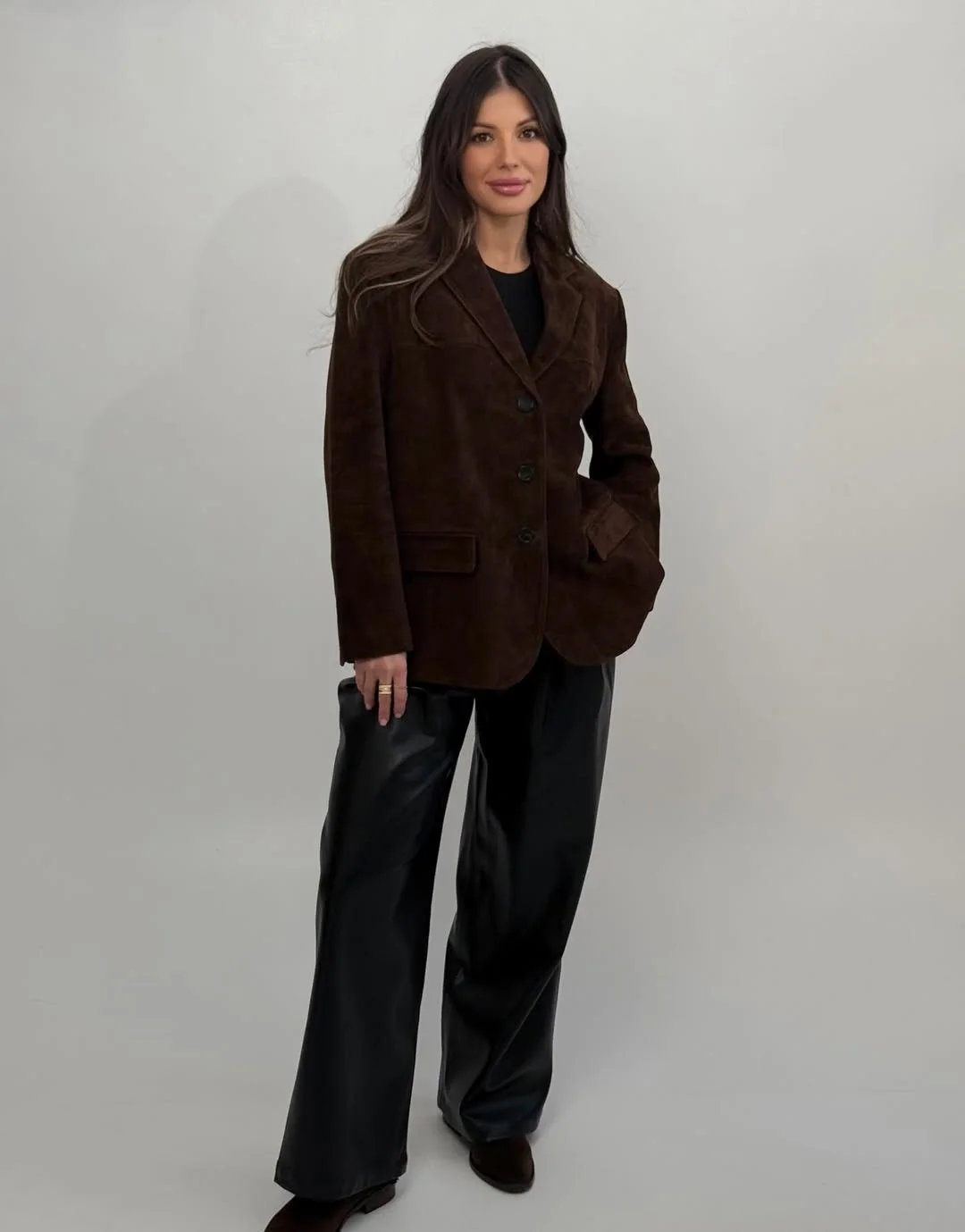 trendy fall fitted blazer outfit 2026 Rich Brown Layers For Everyday Sophistication