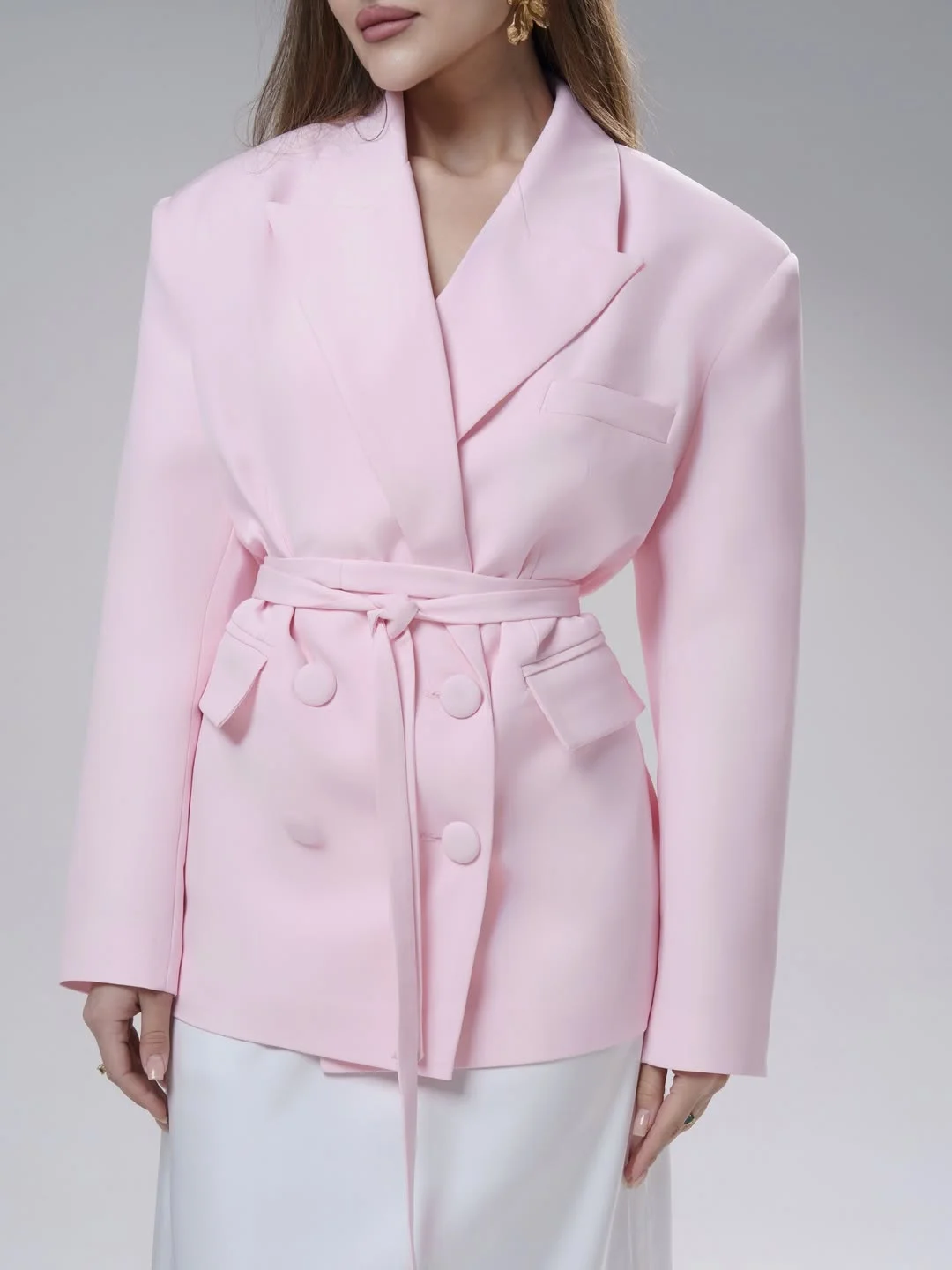 trendy fall fitted blazer outfit 2026 Soft Pink Tailoring For A Fresh Statement