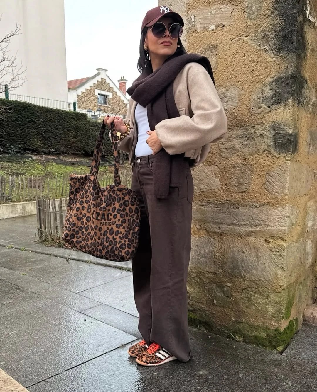 trendy fall outfits ideas 2026 Relaxed Layering with a Playful Animal Print Accent