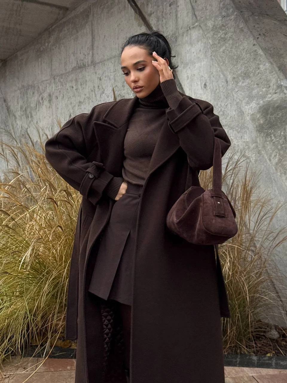 trendy fall outfits with coat 2026 Chocolate Layers for Quiet Autumn Days