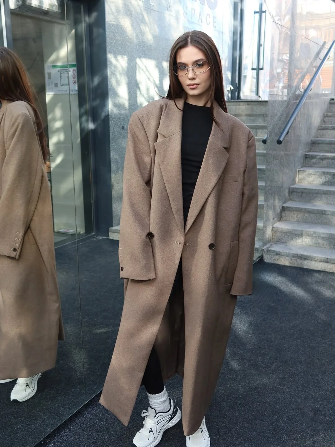 trendy fall outfits with coat 2026 Sneakers and Oversized Tailoring