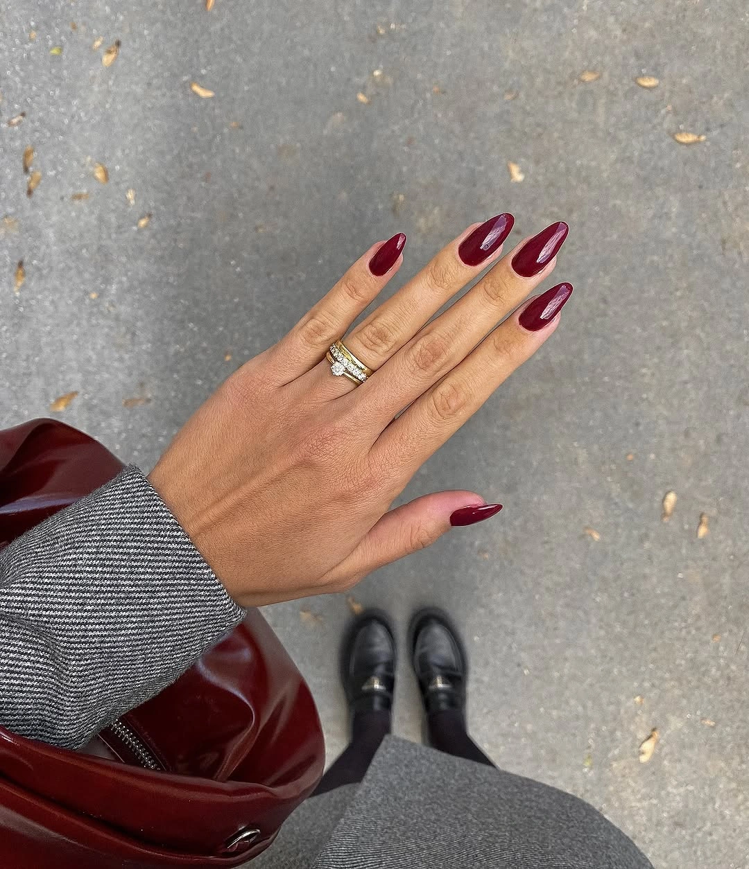 chic fall red nails 2026 Deep Burgundy Almond Nails That Never Go Out of Style
