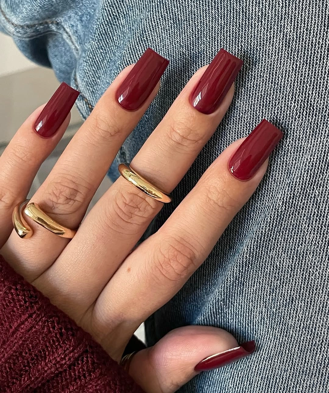 chic fall red nails 2026 Classic Merlot Coffin Nails That Never Go Out Of Style