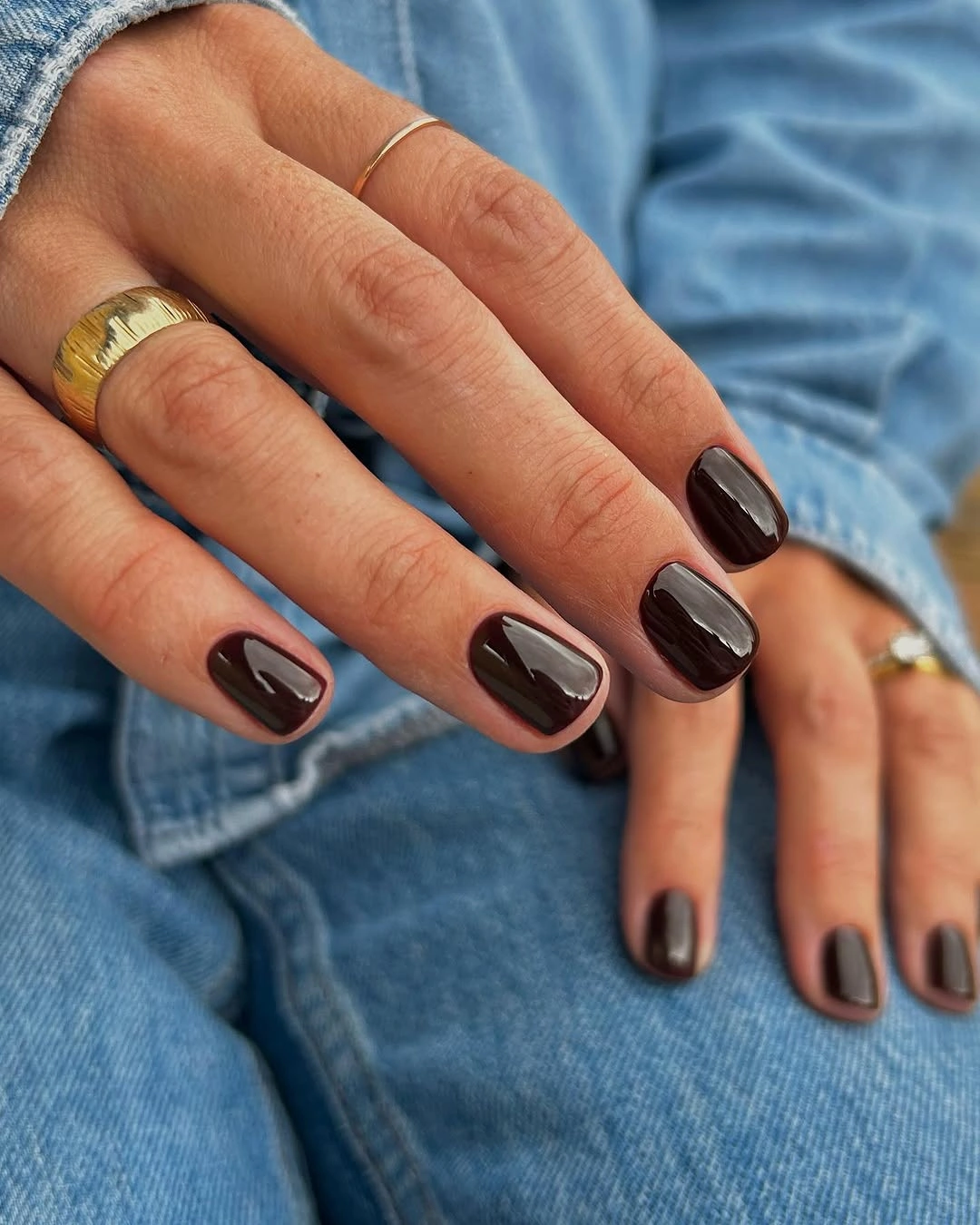 chic fall red nails 2026 Short Espresso Red Nails For Everyday Style