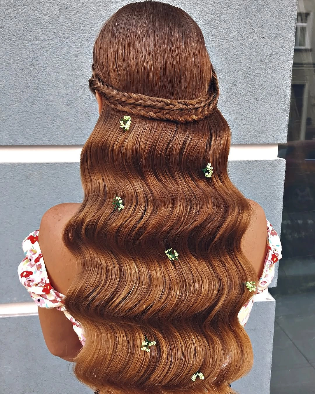 chic september hairstyles ideas 2026 Soft Waves With Crown Braids