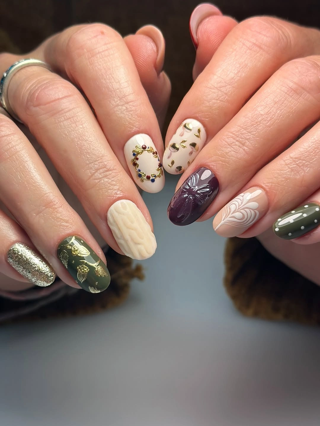 chic september nails color 2026 Cozy Sweater Textures And Jewel Tone Details