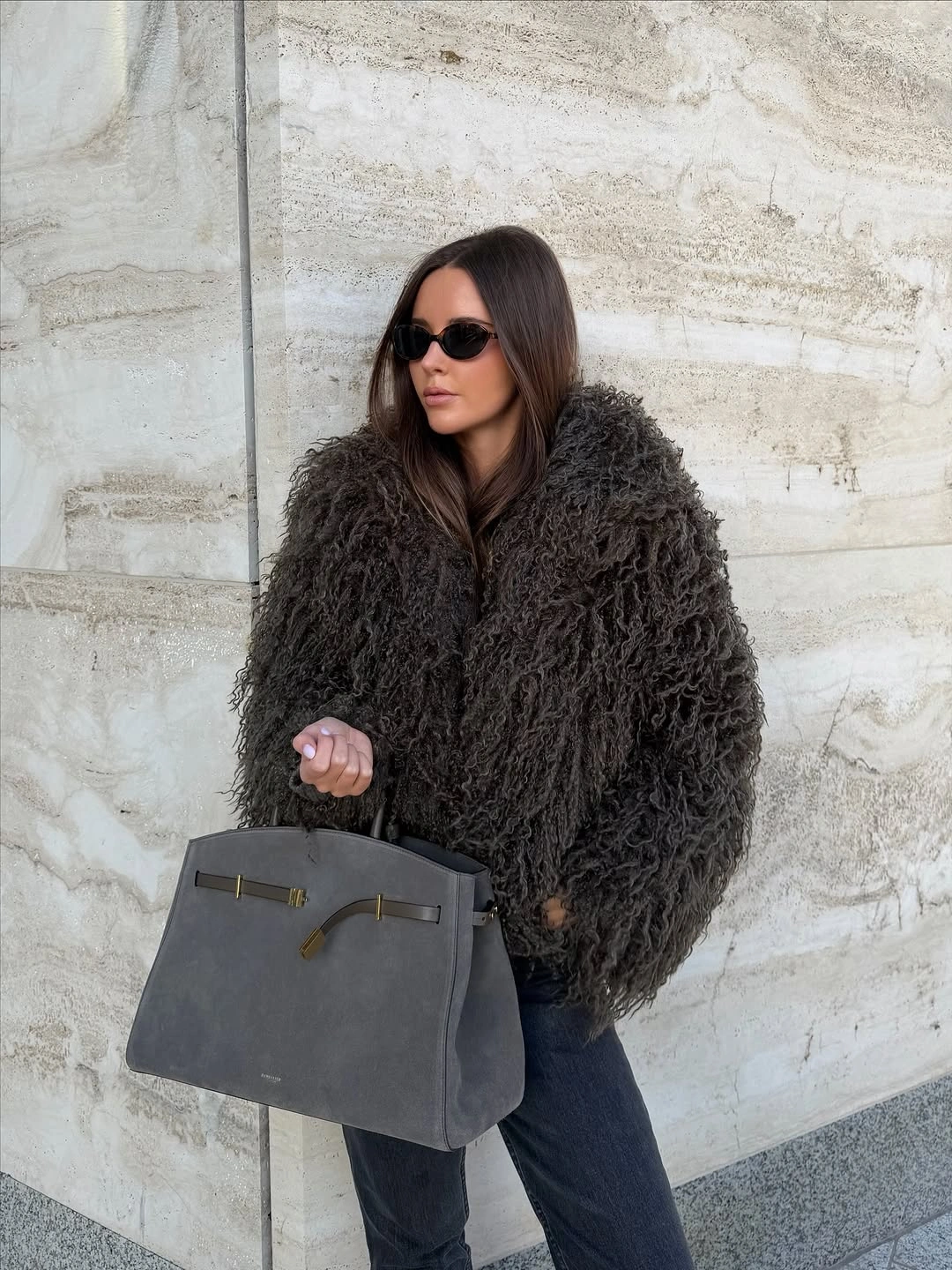chic shaggy jacket Modern Gray Texture With Minimal Basics
