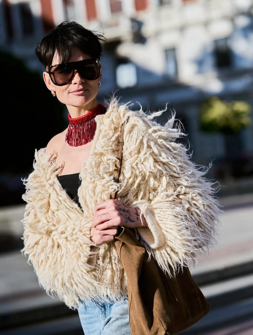 chic shaggy jacket Relaxed Texture With Modern Street Appeal