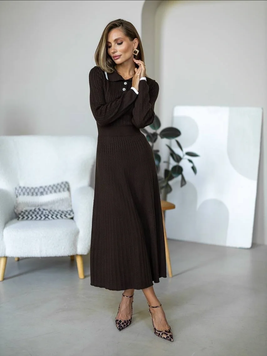 church outfit fall 2026 Chocolate Knit Dresses Make Casual Sundays Feel Elevated