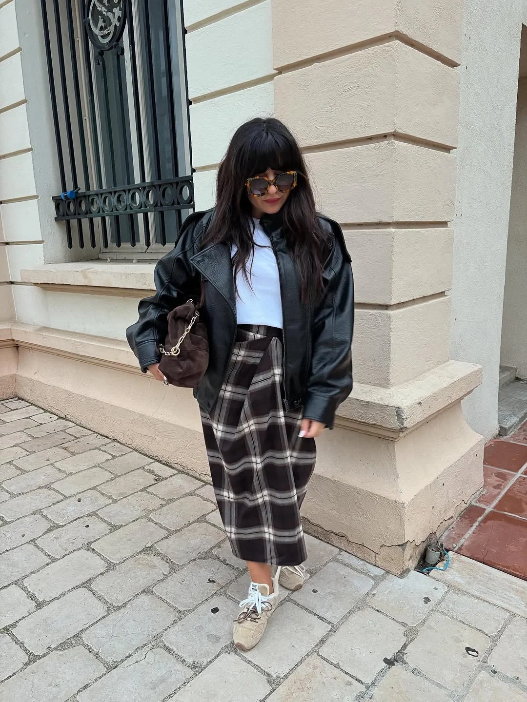 church outfit fall 2026 Leather and Plaid With a Modern Sunday Twist