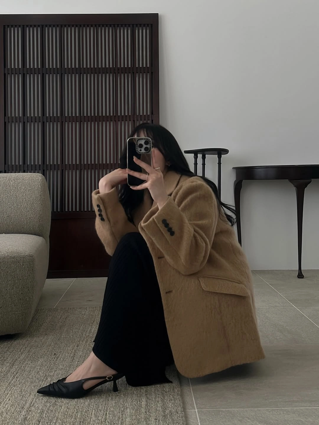 classic fall outfits 2026 Camel Coat With Relaxed Black Basics