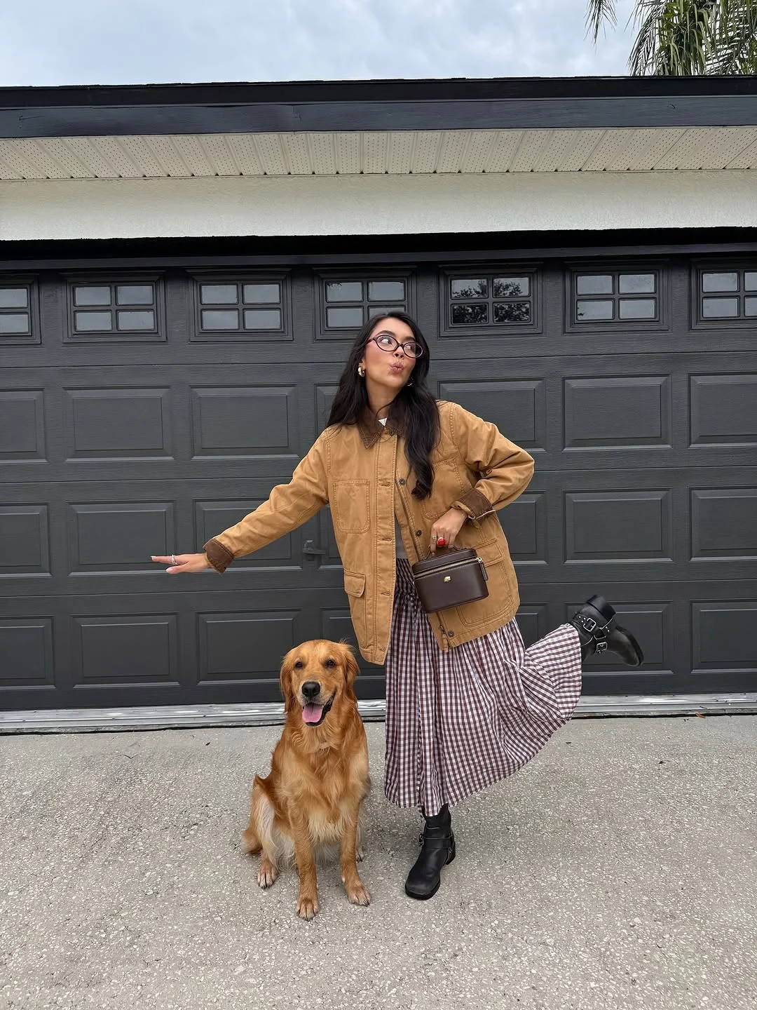 comfy fall outfits for lazy days 2026 Barn Jacket and Gingham Skirt That Feel Effortlessly Vintage