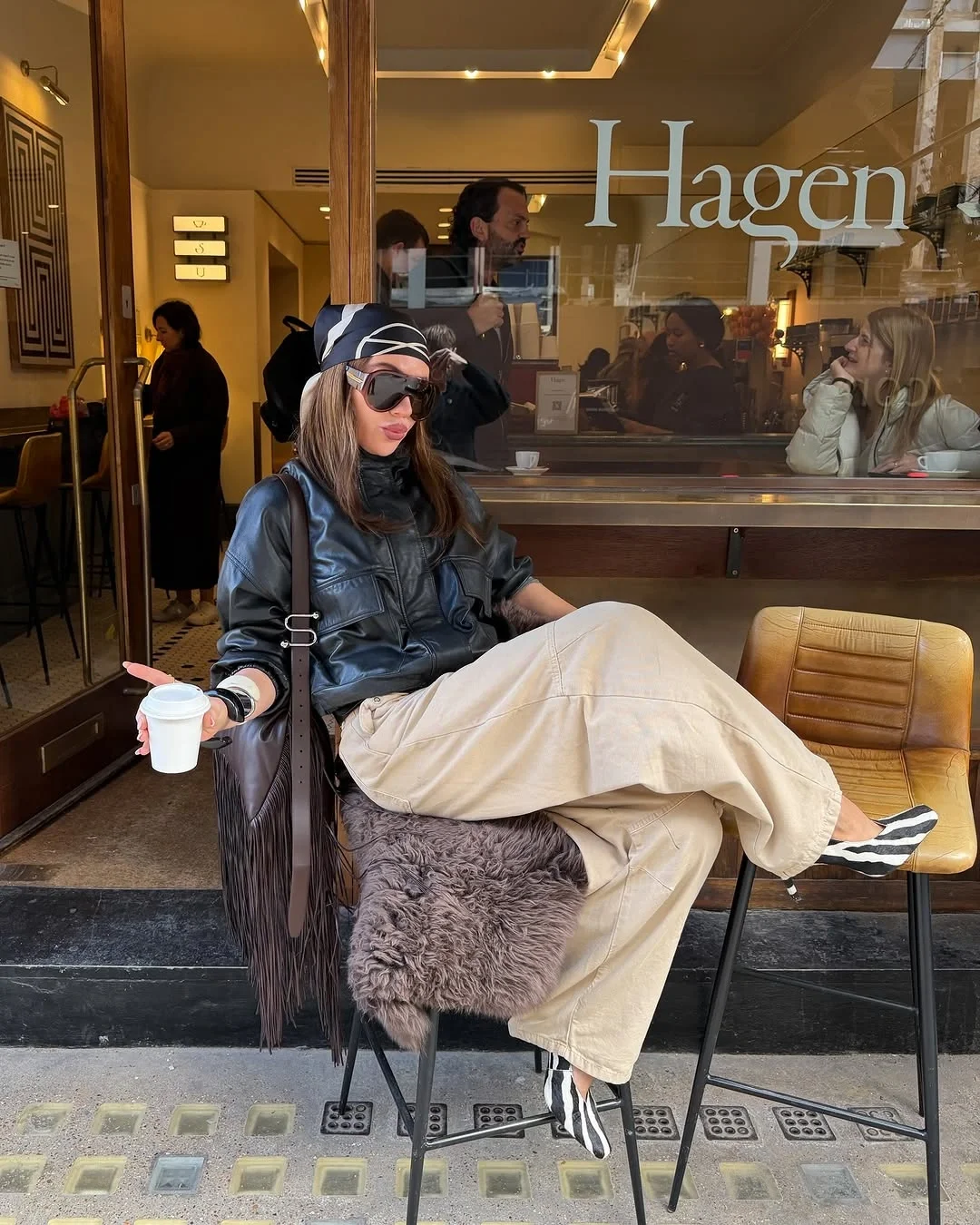 comfy fall outfits for lazy days 2026 Relaxed Leather And Wide-Leg Pants For Coffee Runs