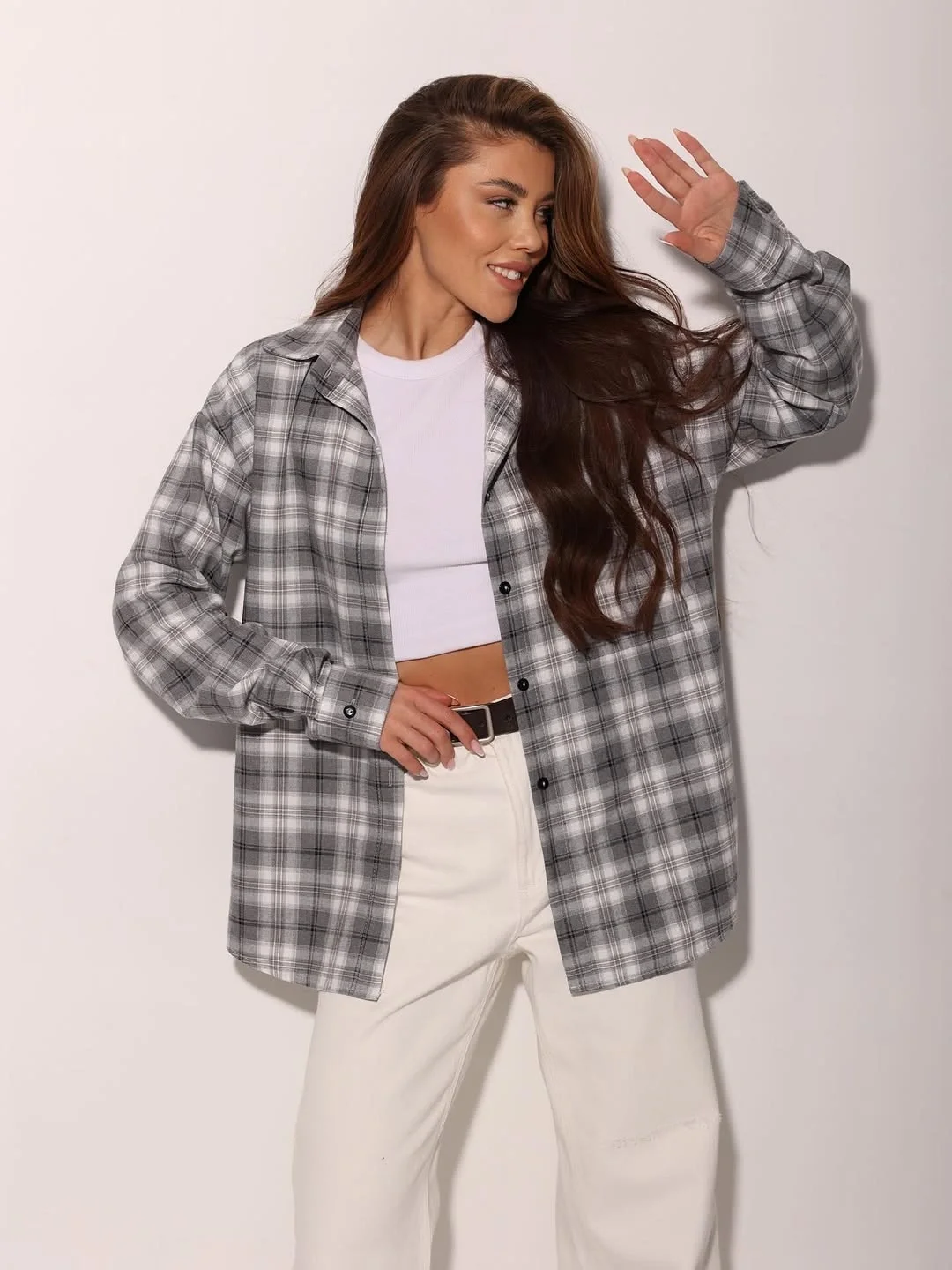 cozy fall outfits 2026 Soft Grunge Plaid Layers With Cream Tones