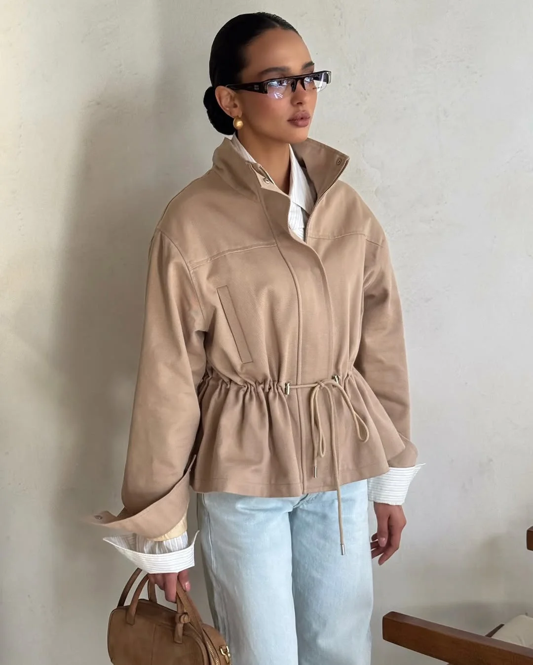 cozy fall outfits 2026 Minimalist Beige Utility Jacket For Everyday Fall
