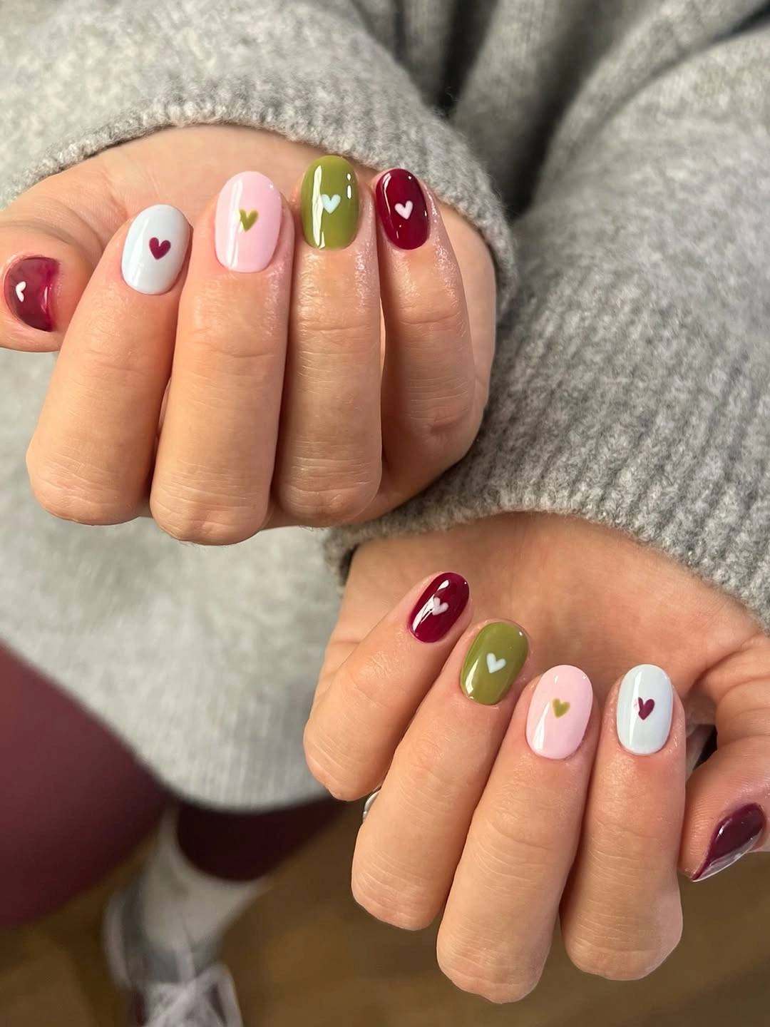 creative fall medium nail ideas 2026 Minimal Heart Nails In Autumn Colors