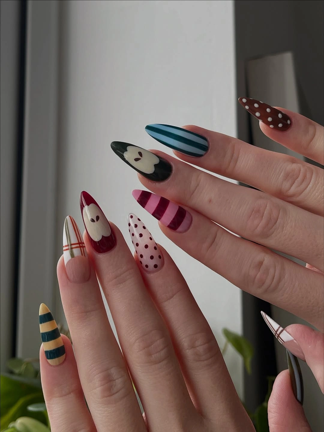 creative september nail art ideas 2026 Playful Mixed Patterns for an Early September Mood