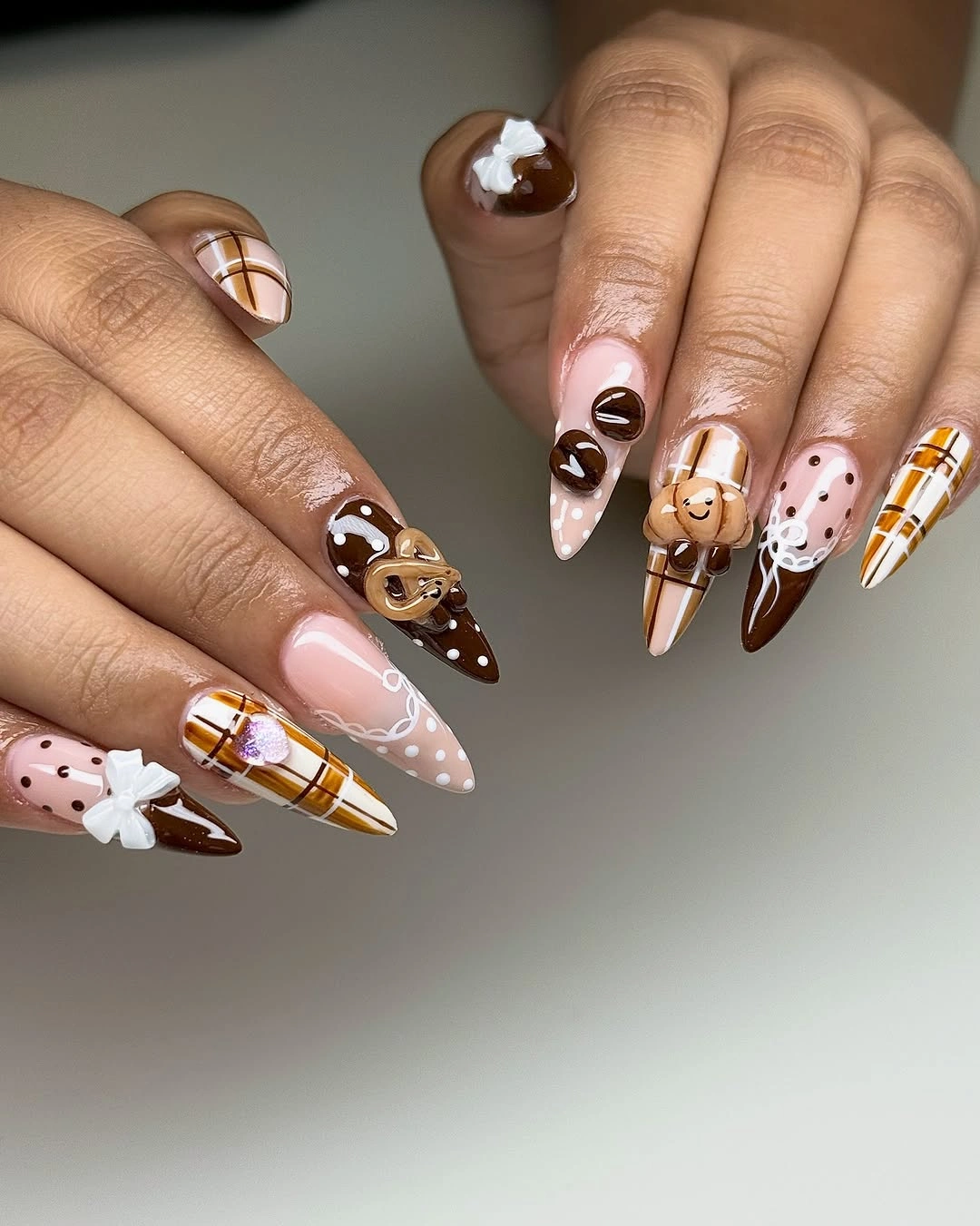 creative september nail art ideas 2026 Cozy Coffeehouse Nail Art with Playful Fall Details