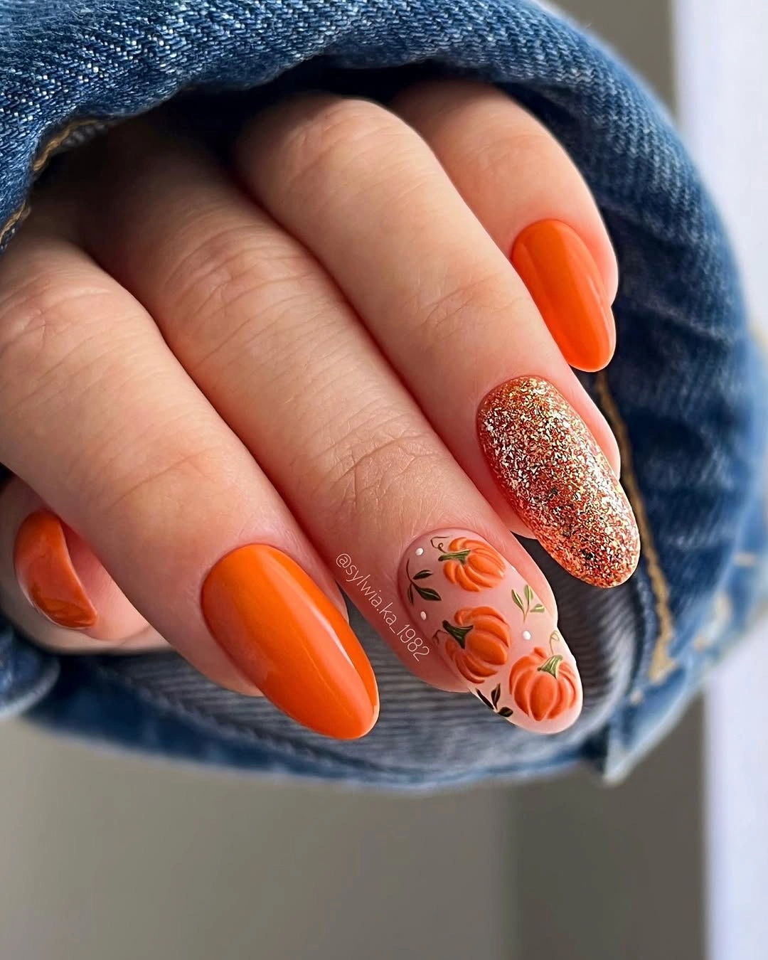 creative september nail art ideas 2026 Bright Pumpkin Orange for Late September
