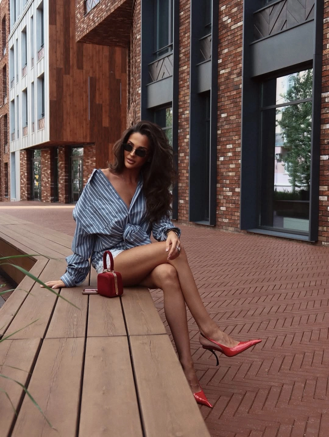 cute september outfits ideas 2026 Striped Shirt And Red Heels That Elevate Everyday Basics