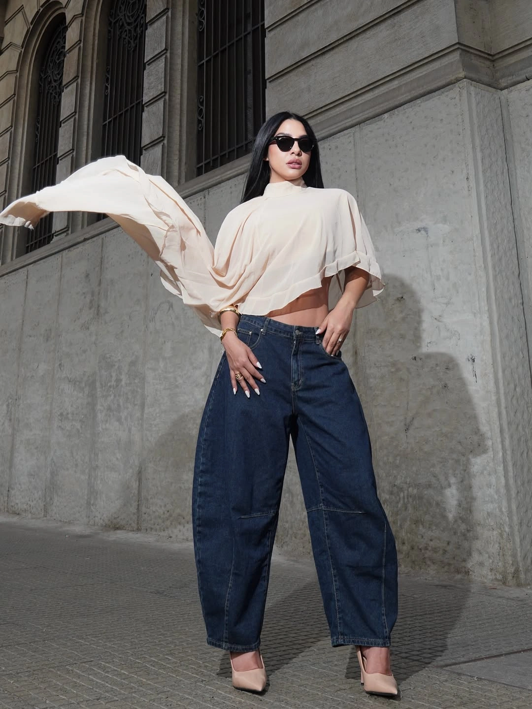 cute september outfits ideas 2026 Soft Blouse And Sculptural Denim