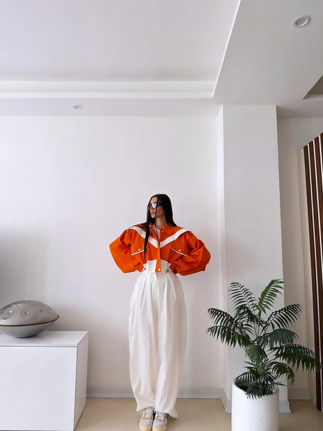 cute september outfits ideas 2026 Bold Orange And Crisp White Balance