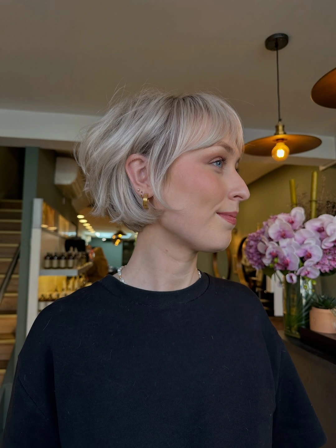 edgy bixie haircut Rounded Platinum Finish With Soft Fringe