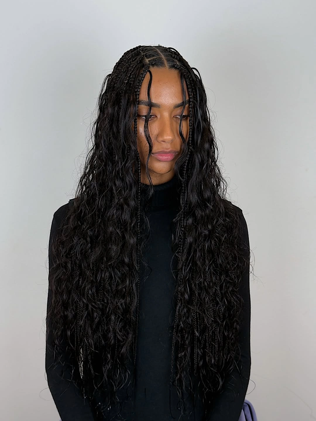 elegant goddess braid Classic Black Goddess Braids With Minimalist Elegance