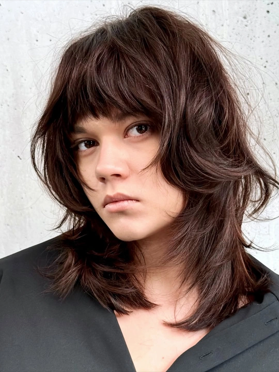 fall bob haircut ideas 2026 Shaggy Medium Bob With Curtain Bangs