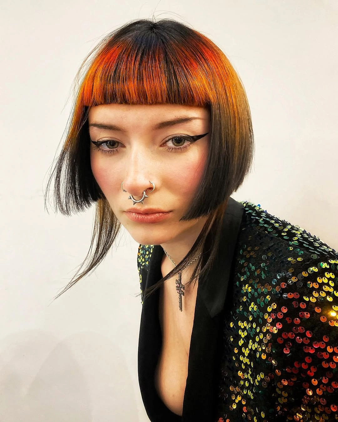 fall bob haircut ideas 2026 Bold Graphic Bob With Micro Bangs