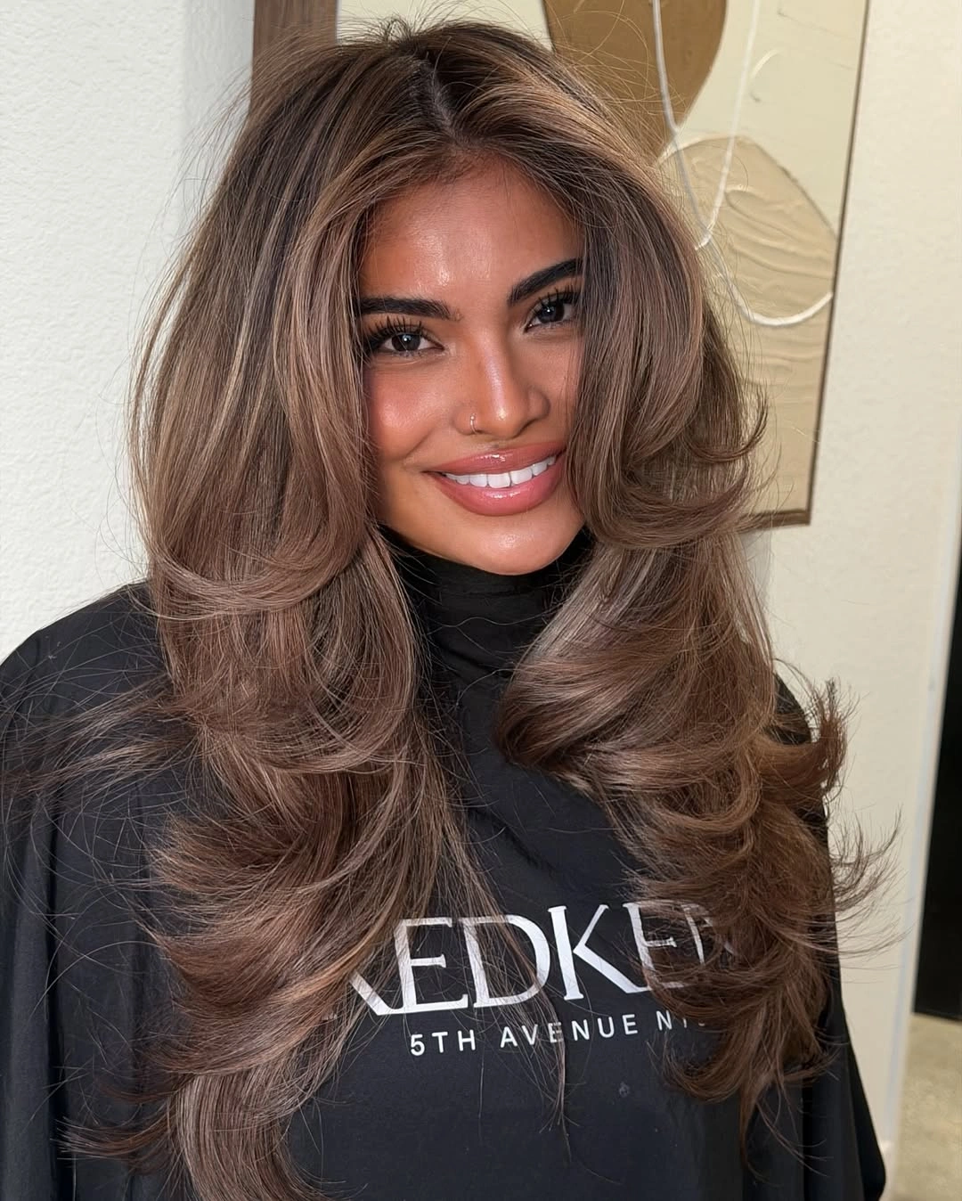 fall brunette hair colour 2026 Luxurious Mocha Layers With Feathered Volume