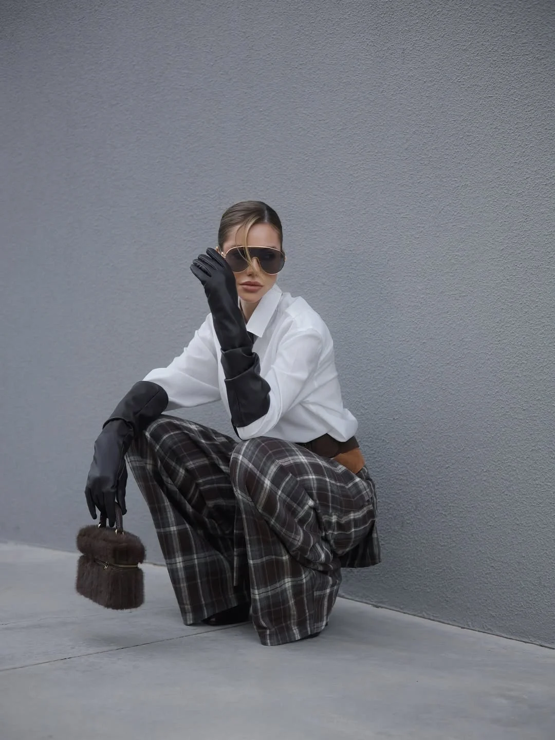 fall date night outfits for women 2026 Quiet Luxury Plaid With Dramatic Accessories
