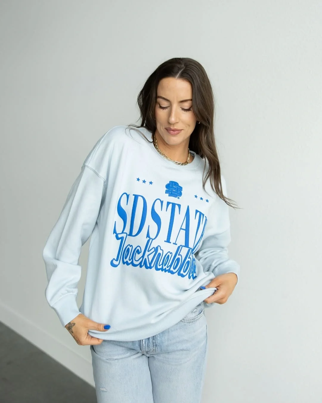 fall game day outfit 2026 Soft Blue Sweatshirt For Relaxed College Weekends