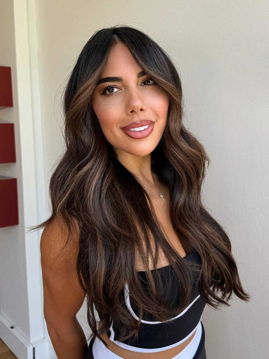 fall hair colour ideas 2026 Espresso Waves With Face Framing Highlights