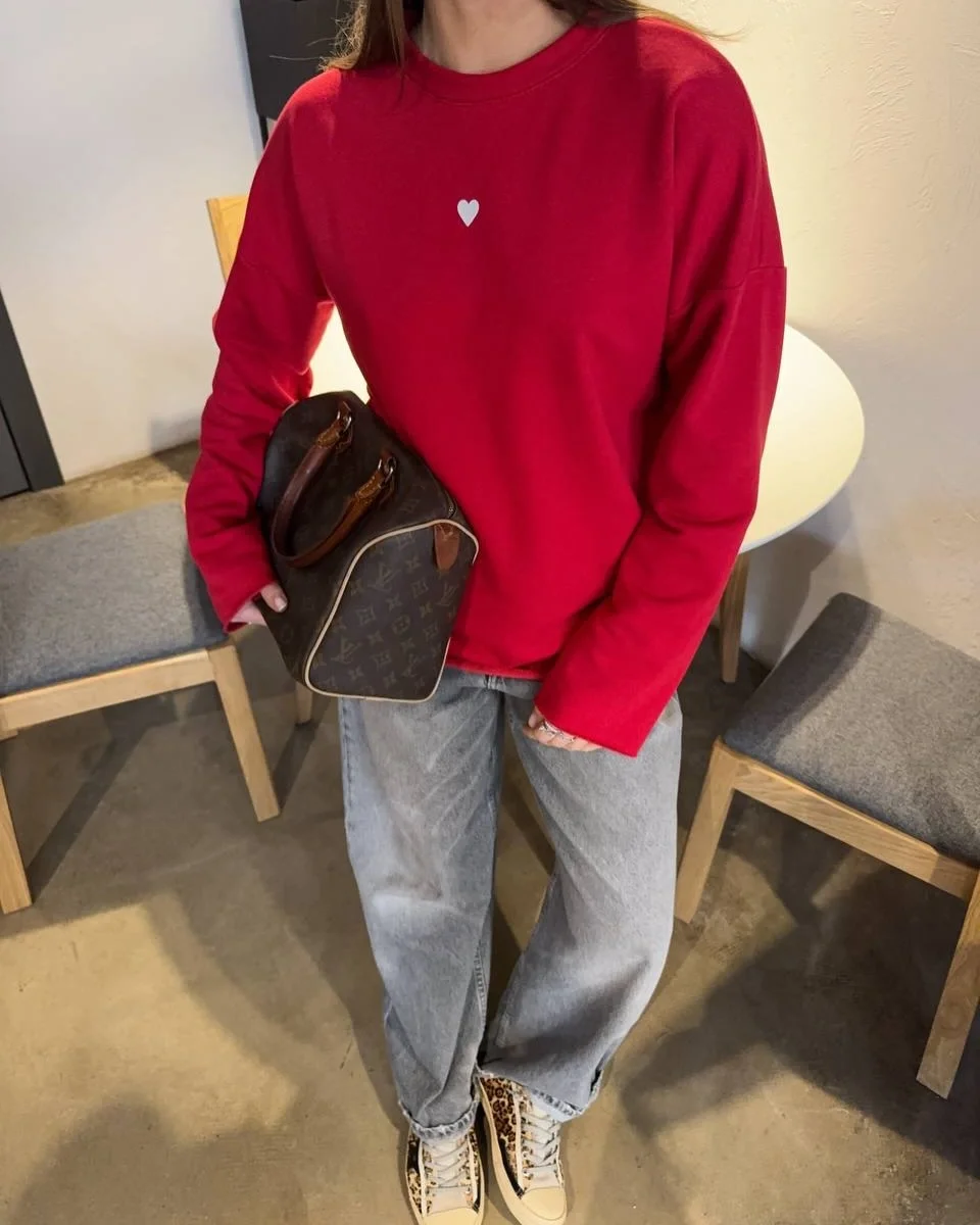 fall long sleeve tops 2026 Bold Red Keeps Casual Looks Full Of Energy