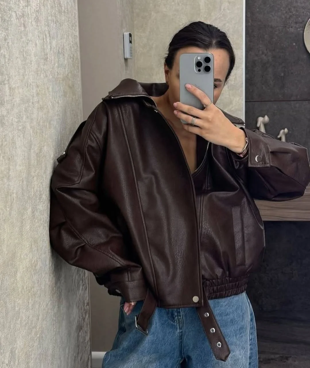 fall outfits biker jacket 2026 The Chocolate Oversized Moto Revival