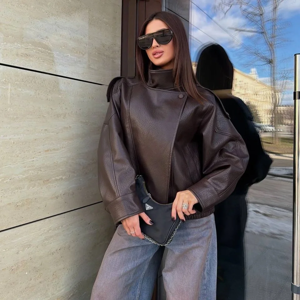 fall outfits biker jacket 2026 The Minimalist Brown Leather Statement