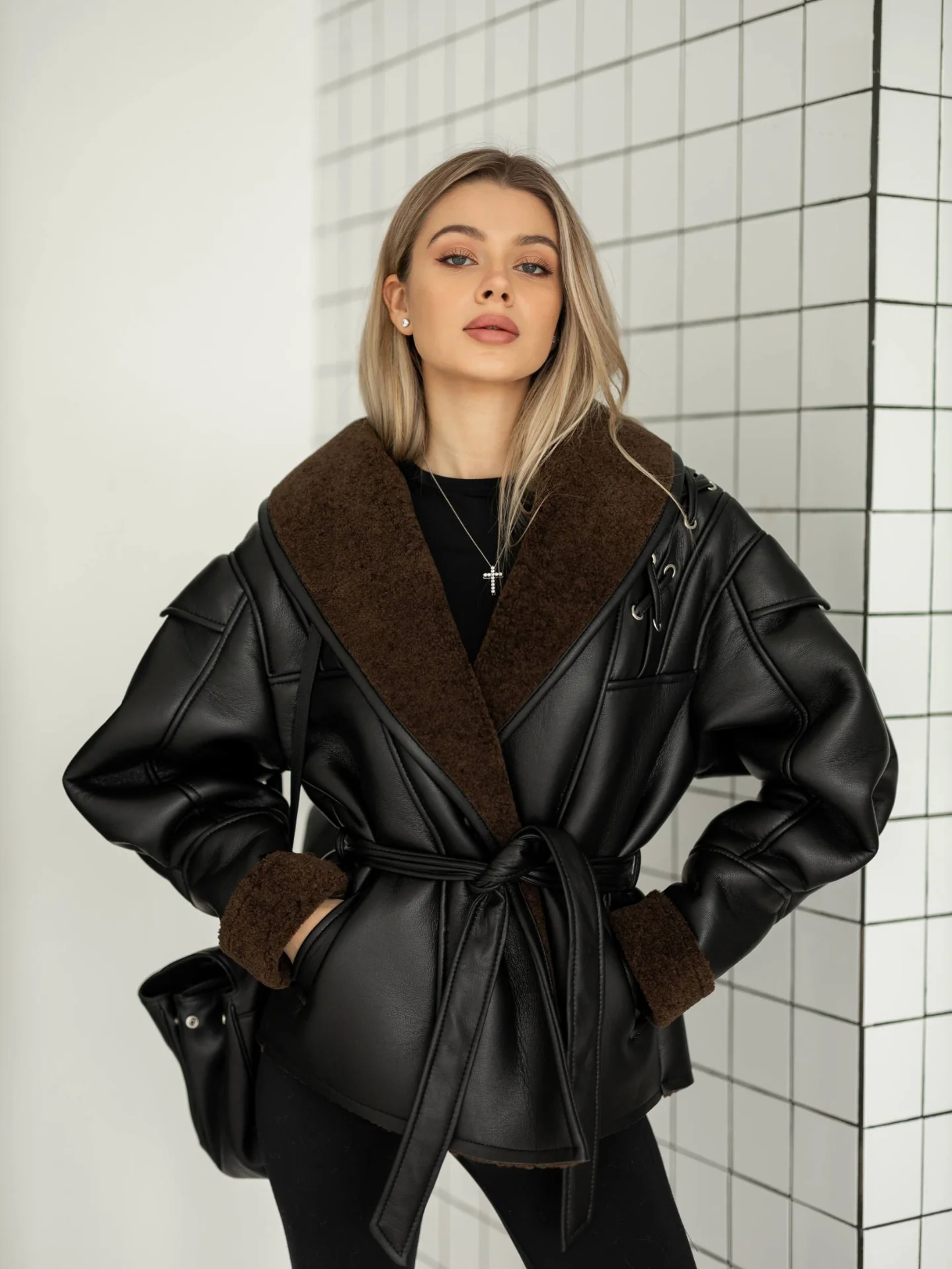 fall outfits biker jacket 2026 The Elevated Shearling Biker Look