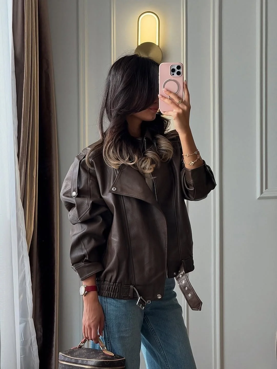 fall outfits biker jacket 2026 The Soft Brown Leather Everyday Formula