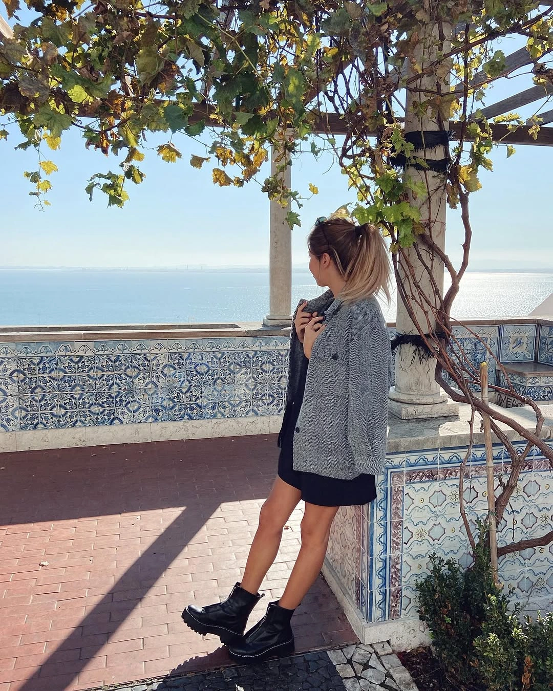 fall outfits with combat boots 2026 Minimal Black Dress And Oversized Blazer
