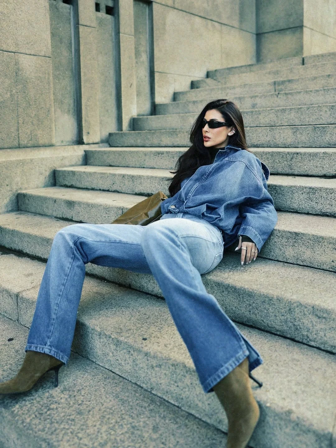 fall outfits with knee high boots 2026 Relaxed Denim and Olive Boots for an Elevated Everyday Look