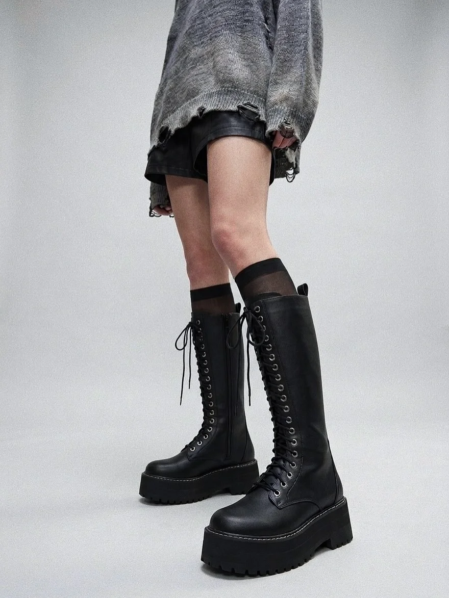 fall outfits with knee high boots 2026 Chunky Lace-Up Boots for an Effortlessly Cool Fall Wardrobe