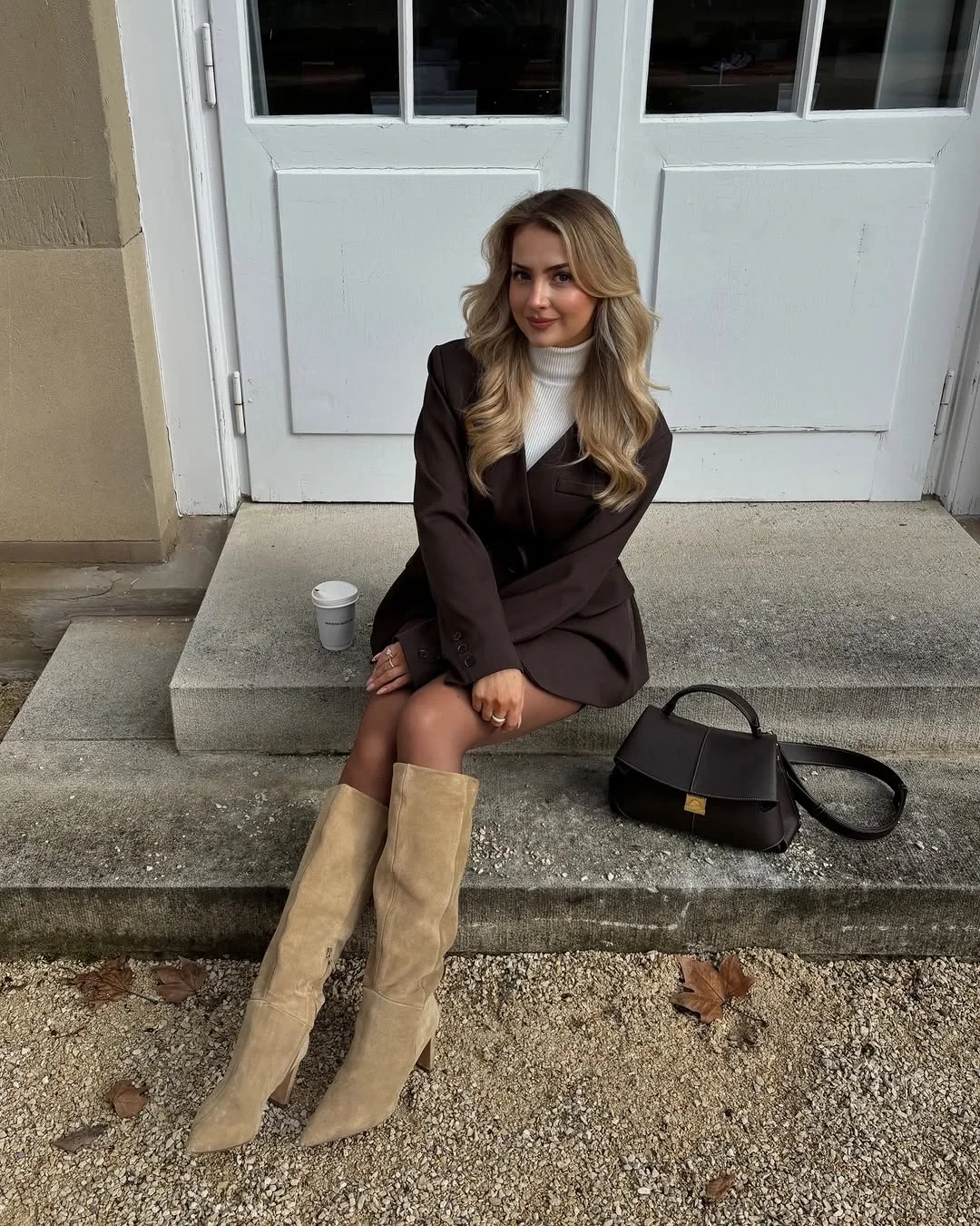 fall outfits with knee high boots 2026 Soft Neutrals Make Tailoring Feel Feminine