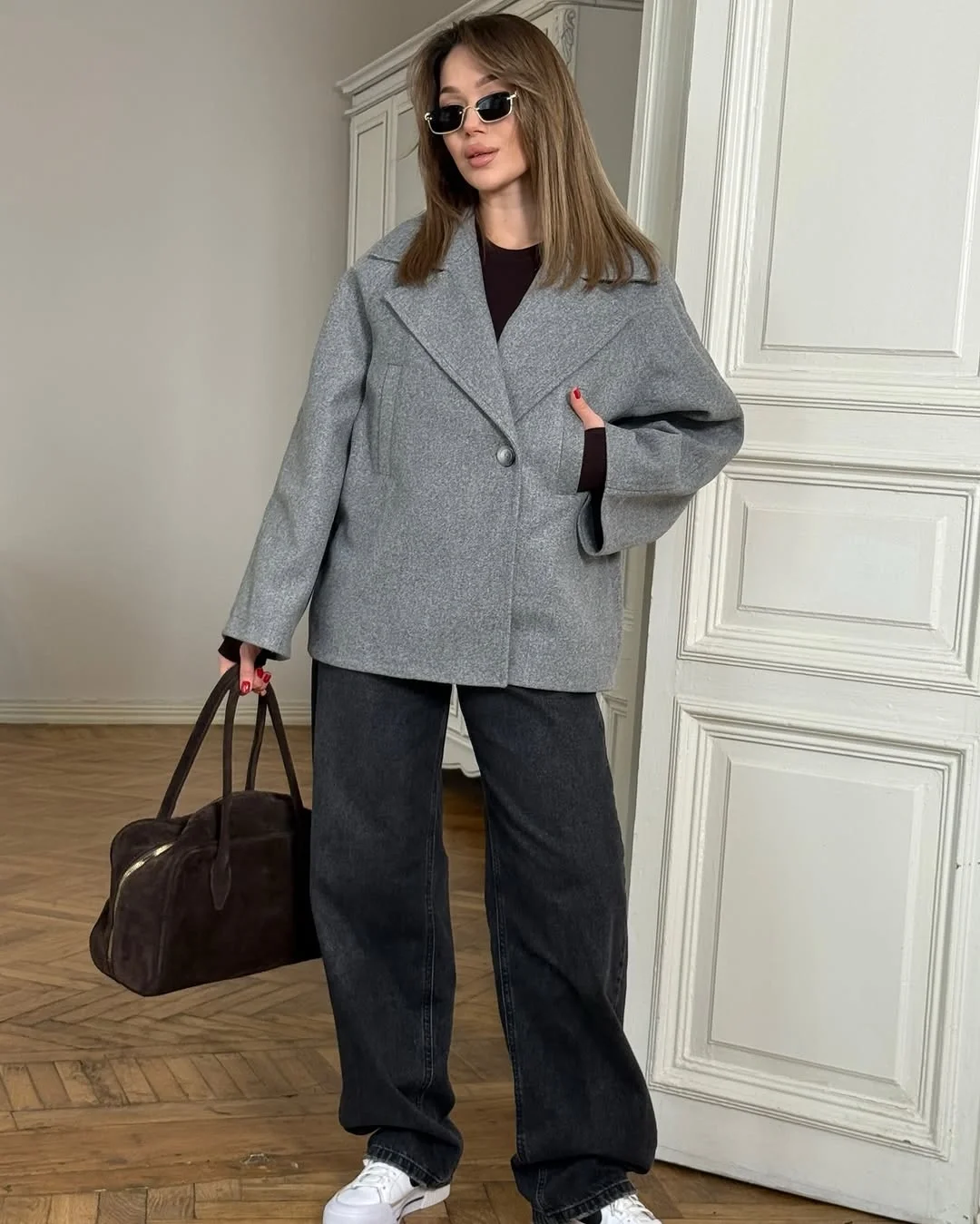 fall outfits with peacoat 2026 Relaxed Gray Peacoat With Everyday Comfort