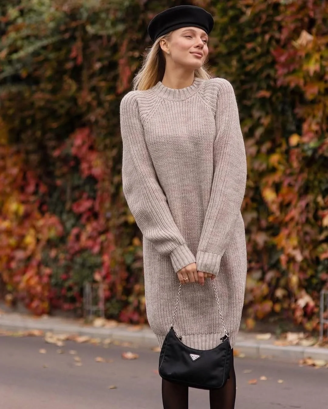 fall sweater dress outfits 2026 Classic Knit Dress With Parisian Charm