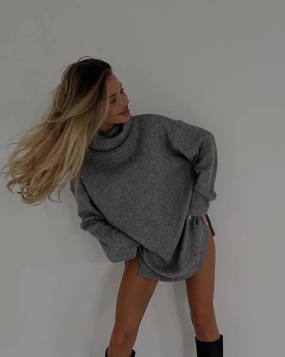 fall sweater dress outfits 2026 Minimal Gray Knit For Everyday Style