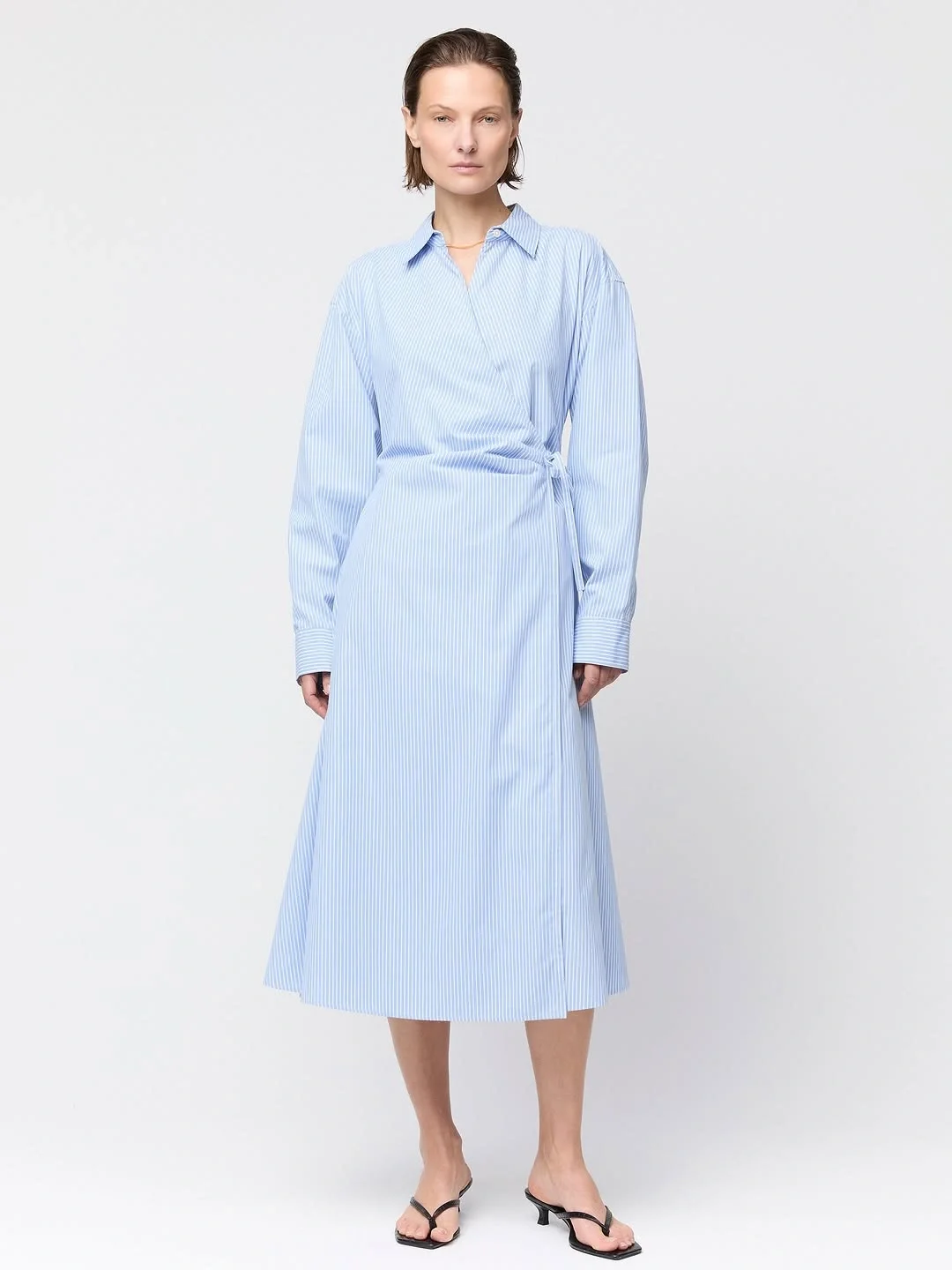 fall Wrap dress outfit 2026 Soft Blue Stripes That Make Everyday Dressing Feel Effortless