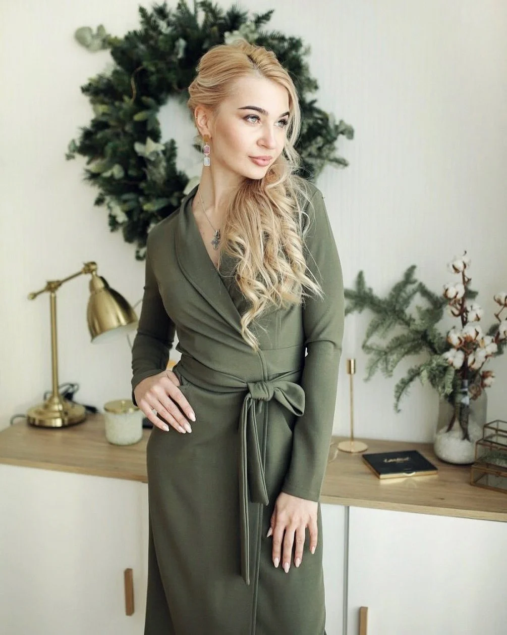 fall Wrap dress outfit 2026 Olive Green Elegance That Makes Everyday Feel Elevated