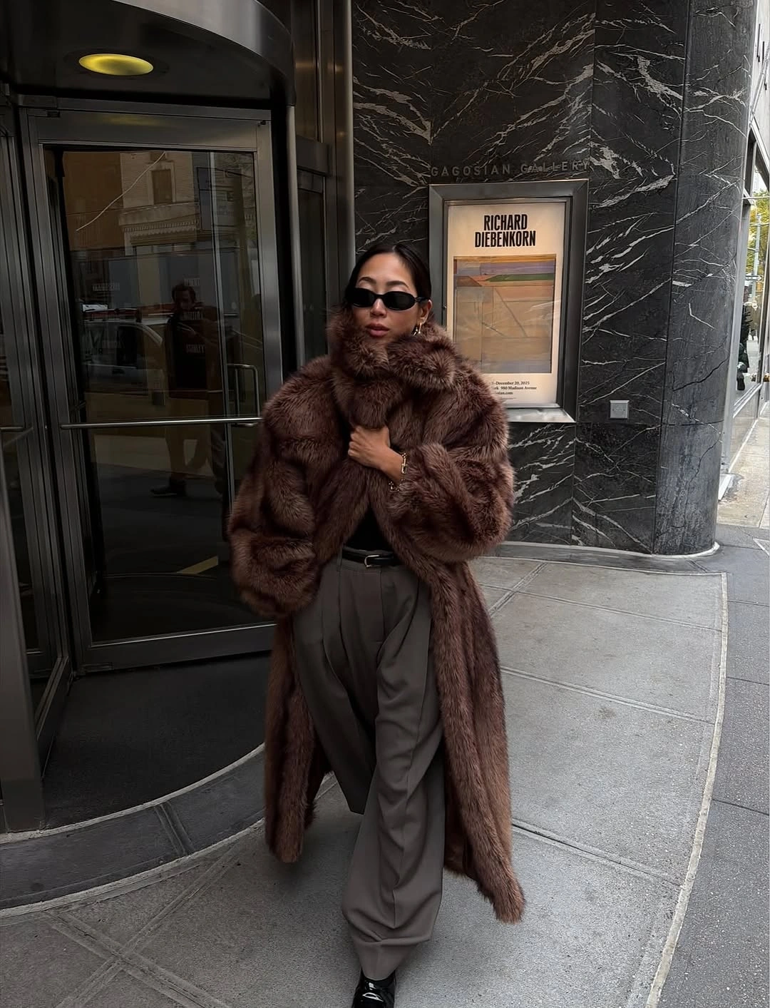 glamorous faux fur jacket Rich Chocolate Layers With Tailored Elegance