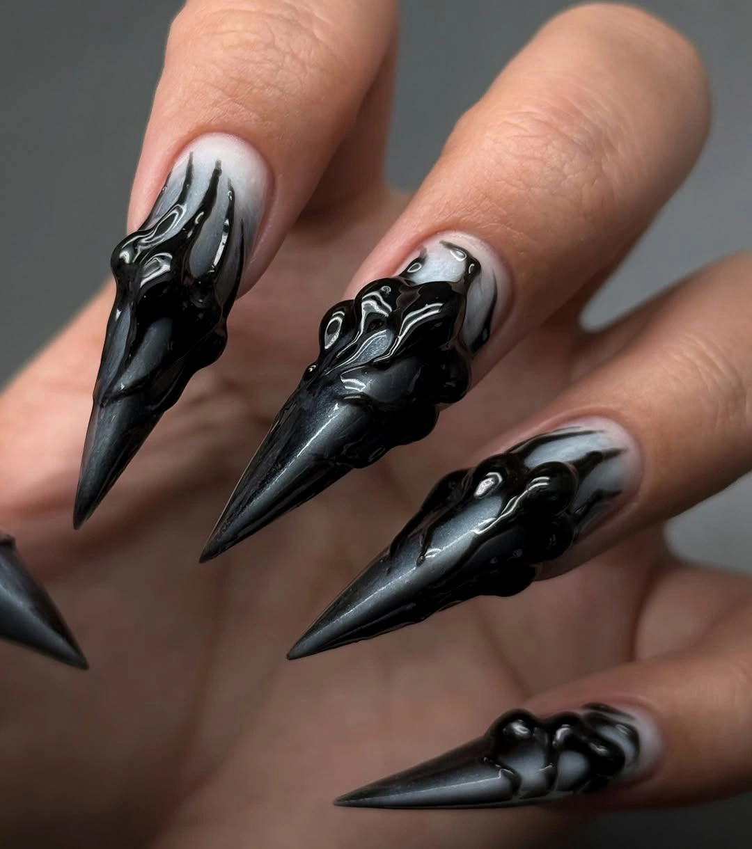gorgeous fall manicure 2026 Dark Sculptural Gothic Nails